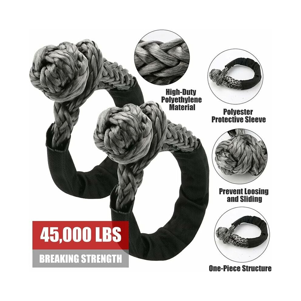 Soft Synthetic Shackle Rope, Durable & Safer 45000 Ib Breaking Strength With Ease Of Use For Sailing, Suv, Off-Road, Towing And Recovery 9169997188113
