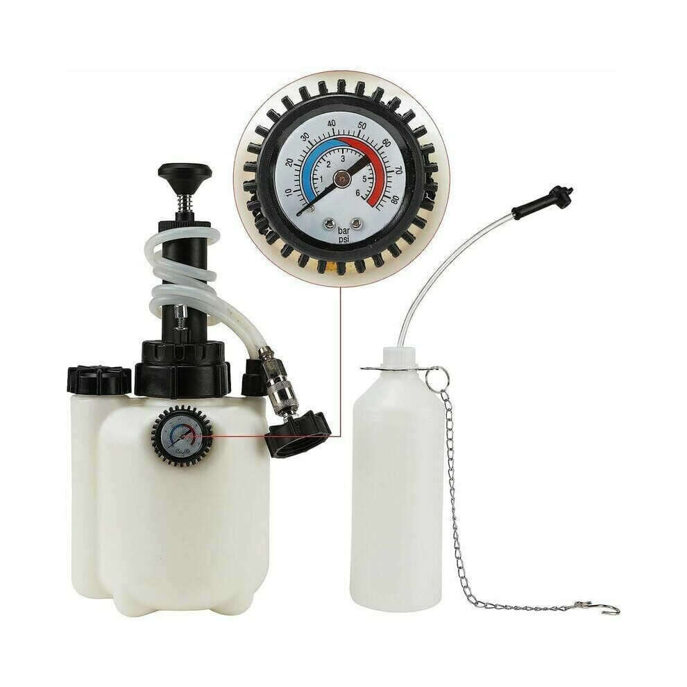 Pressure Gauge Equipped Brake Maintenance Tool, Manual Brake Bleeder With Corrosion Resistant Build And Transparent Hose, One Man Brake Bleeder Kit 9009791564938