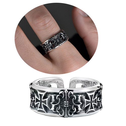 Bagues croisées rétro réglables pour hommes, bijoux de Styles 1