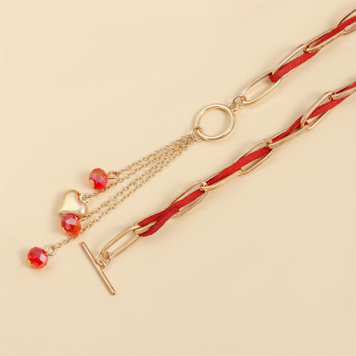 Collier chic à breloques en forme de cœur en alliage avec 2