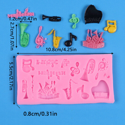 Moule à thème musical en Silicone résistant à la chaleur, pour 2