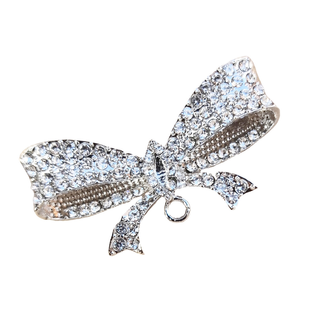 Silver Crystals Bowknot Brooch Alloy Fashion Accessory For