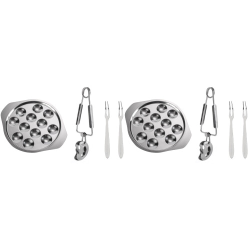 2Sets Escargot Platte Mit Gabel-Clip Set Silber Für Haushalt 1