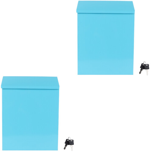 2Stk Blaue Eisen Briefkasten, Multifunktionale Vorschlags- Und 2