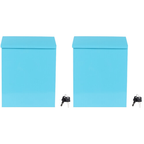 2Stk Blaue Eisen Briefkasten, Multifunktionale Vorschlags- Und 1