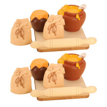 2Set Puppenhaus Zubehör Set Aus Harz Und Holz Für Küchen Deko