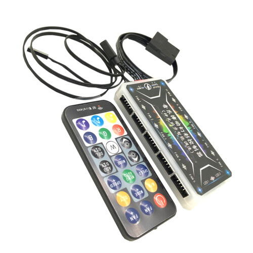 2Stk Argb Hub Splitter Multi-Funktion Schwarz ABS Für Computer Fans 1