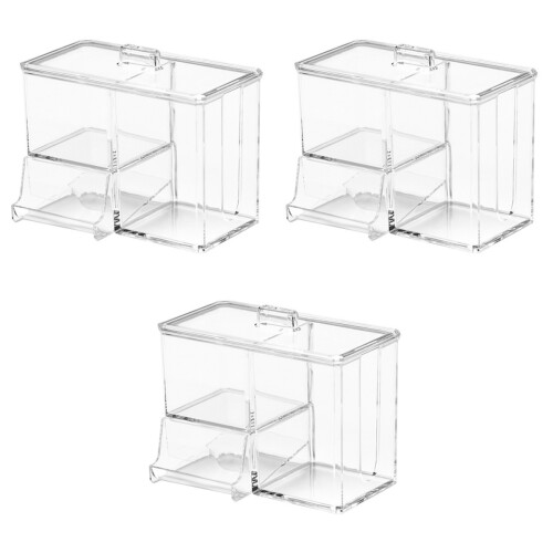 3Stk Haushaltsbox Transparente Wattepad & Wattestäbchen Aufbewahrung 2