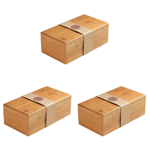 3Stk Bambus Holz Khaki Tee-Leaf Behälter Hochwertig 1