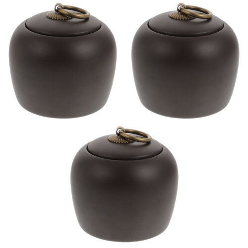 3Stk Teeaufbewahrungsbehälter Aus Stabilem Material, Schwarzes Design 2