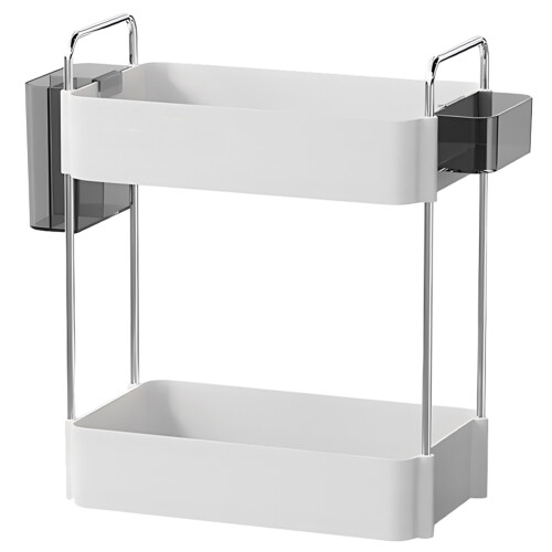 2Stk Weißer 2-Lagiger Badezimmer Organizer Aus ABS Und 1