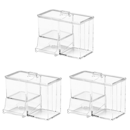 3Stk Haushaltsbox Transparente Wattepad & Wattestäbchen Aufbewahrung 1