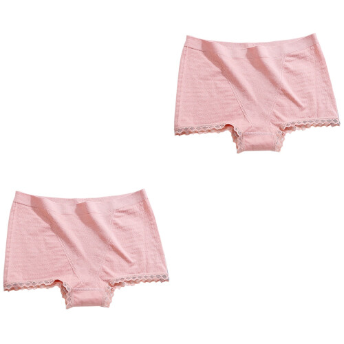 2St Roze Vrouwen Slipjes Ademend Elastisch Midden Taille Ondergoed 2