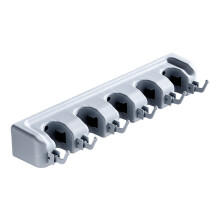 3St Multifunctionele Grijze Mop- En Bezemrack Met 5 Klemmen En 6 Haken
