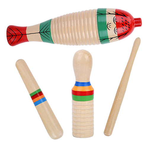 4Sets Guiro Percussie-Instrumenten Voor Beginners Met Stokken 2