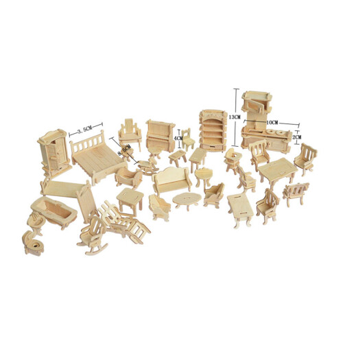 3St 3D Meubels Beige Creatief Educatief Kinderspeelgoed