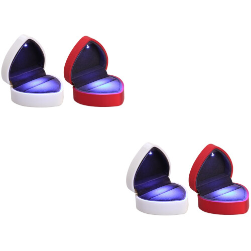 4Stk LED Ringbox Herzform Verlobungskoffer Schmuck 1