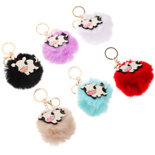 12Stk Plüschball Schlüsselanhänger Kuh Anhänger Accessoire Bunt