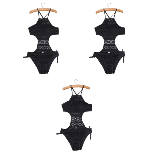 3Stk Push Up Badeanzug Damen Einteiler Spitze Komfortabel 2