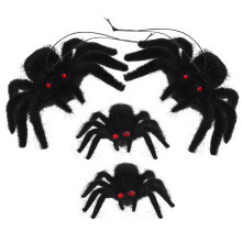 12Stk Realistische Schwarze Spinnen Plastik Halloween Gruselspaß