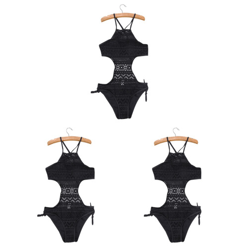 3Stk Push Up Badeanzug Damen Einteiler Spitze Komfortabel 1