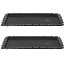 10Stk Rechteckiges Schwarzes Desserttablett Kunststoff Design