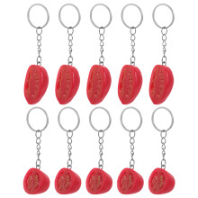 10Stk Roter Schlüsselanhänger PVC Mini Taschen Charm