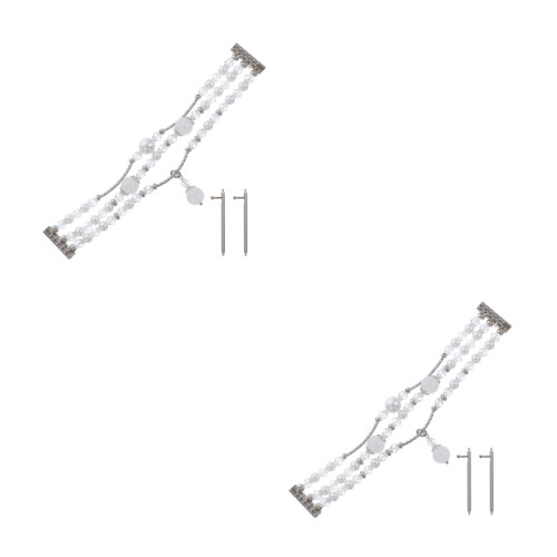 2Stk Achat Perlen Uhrenband Weiß Strap Langlebig 2