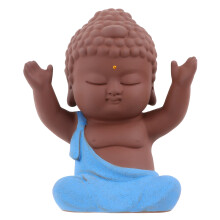 2Stk Keramik Buddha Mönch Auto Tempel Schmuck