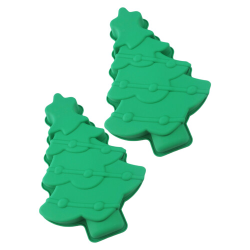 6Stk Silikon Backform Weihnachtsbaum, , Grün, Wiederverwendbar