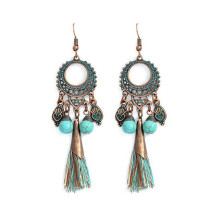 3Stk Boho Ohrhänger Damen Grün Quasten Schmuck