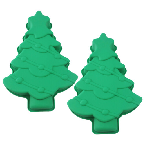 6Stk Silikon Backform Weihnachtsbaum, , Grün, Wiederverwendbar 1