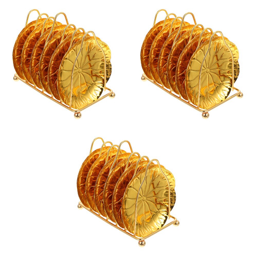3Sets Goldene Servierplatten Mit Robustem Ablagerack 2