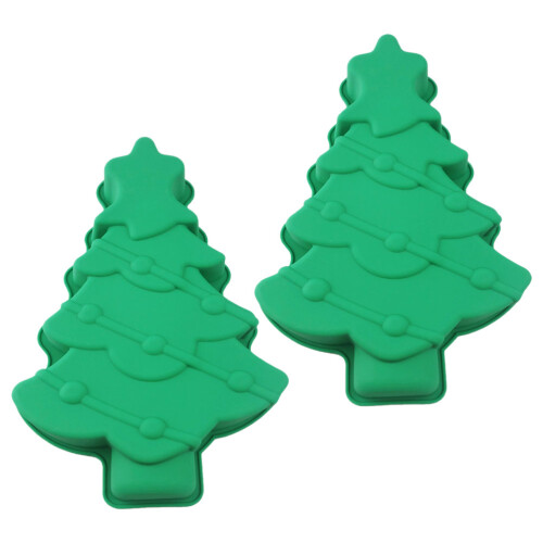 6Stk Silikon Backform Weihnachtsbaum, , Grün, Wiederverwendbar 2