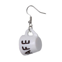 3Paare Damen Ohrhänger Weiß Mini Kaffeetasse Modeschmuck Dangler