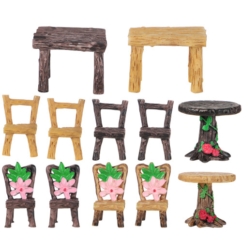 8Sets Mini Resin Möbel Set, Farbige Deko