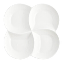 2Stk Weißer 4-Teiliger Keramik Compartment Food Plate Ideal Für Snacks