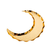2Stk Zinklegierungs-Serviertablett Mondform Gold Für Kuchen Und