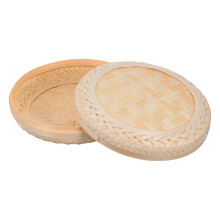 3Stk Geflochtene Bambuskörbe Mit Deckel Mini Aufbewahrungskorb Beige