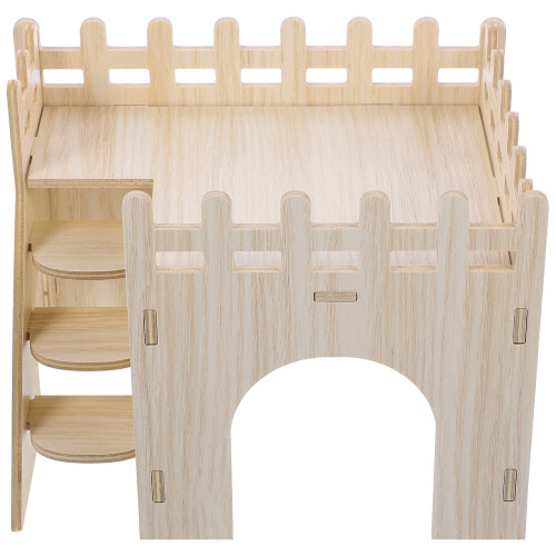 4Sets Robuste Holz Hamsterverstecke, Beige Nagetier Wohnhäuser