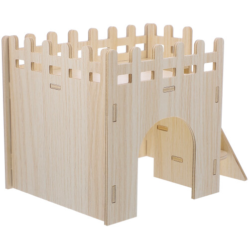 4Sets Robuste Holz Hamsterverstecke, Beige Nagetier Wohnhäuser 1