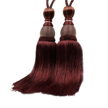 4Stk Gardinenklemme Tassel Kaffeefarben Polyester Vintage Look