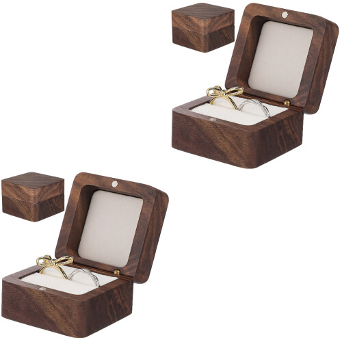 2Stk Holz Schmuckbox Mit Weichem Einsatz Ringhalter 2