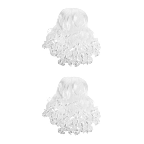 2Ud Pelucas Largas Blancas Cómodas Accesorio De Carnaval 2