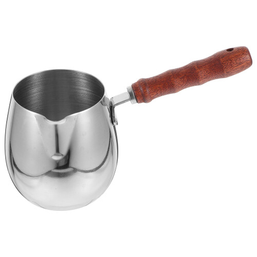 2Ud Jarra Metal Plata Para Leche Con Mango De Madera Duradero 1