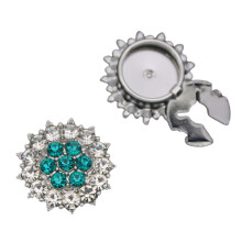 Boutons de manchette ronds modernes en alliage avec strass-Vert