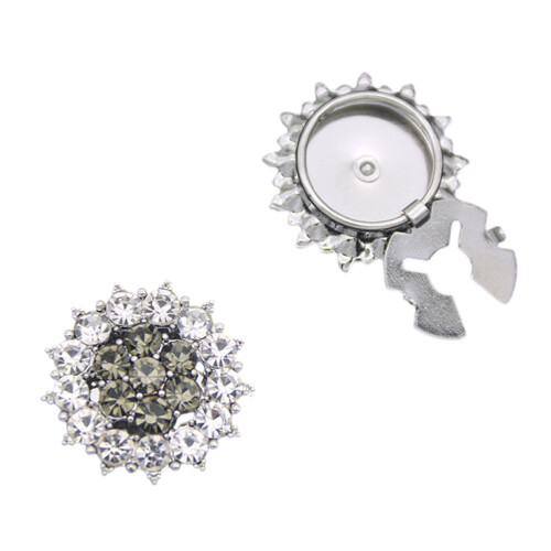 Luxury Glossy Crystal Cufflinks Scratch Resistant Metal-Gray