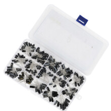 200PCS Aluminum Electrolytic Capacitors Assortment Kit 0.1‑220UF Black
