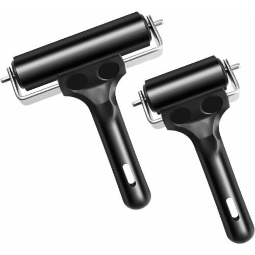 Creative Companion: Durable Rubber Brayer Roller, Non-slip Plastic Handle for Effortless Printmaking