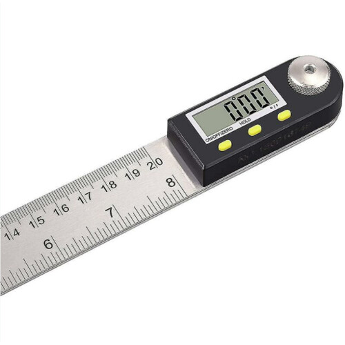 Transferidor digital ultrapreciso de 200 mm / 8 polegadas com lâmina de aço inoxidável, multifuncional para medição de ângulos e comprimentos, 1